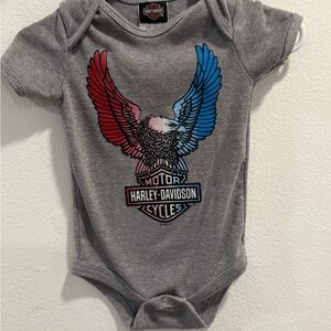 Harley-Davidson Gray Bodysuit with Red and Blue Eagle